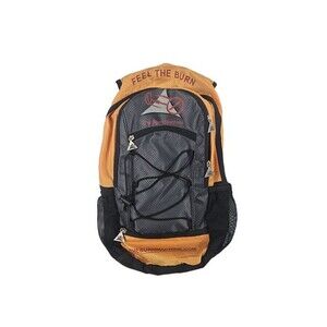 The Burn Machine Feel The Burn Workout Fitness Backpack Orange Gray Bungee